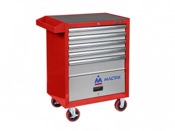 Тележка инструментальная, 5 ящиков и отсек, красная МАСТАК 522-05581R