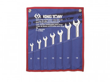 Набор комбинированных удлиненных ключей, 8-19 мм, чехол из теторона, 7 предметов KING TONY 12C7MRN