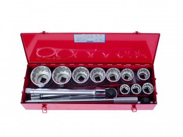 Набор торцевых головок с принадлежностями 1&quot, двенадцатигранные, 1&7/16&quot-3&1/8&quot, 14 предметов KING TONY 8015SR