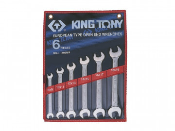 Набор рожковых ключей, 8-19 мм, 6 предметов KING TONY 1106MR