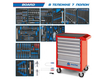 KING TONY Набор инструментов BOARD в красной тележке, 325 пр. 934-325AMR