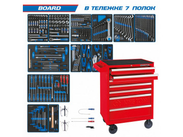 KING TONY Набор инструментов BOARD в красной тележке, 325 пр.934-325MRV